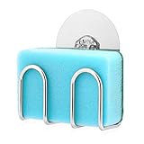 Sponge Holder for Kitchen Sink Bogeer Adhesive Sink Sponge Holder, Quick Drying, Reusable Adhesive, 304 Stainless Steel