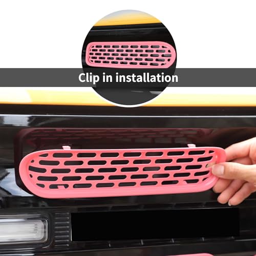 Image of Front Grill Mesh Grille Inserts Cover Frame Trims Kit 6Pcs Fit for Ford Bronco 2021-2026 2 /4 Door Exterior Accessories (Pink)