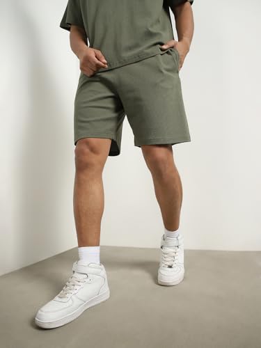 Image of NOBERO Men Cotton Blend Solid Co-ord Sets