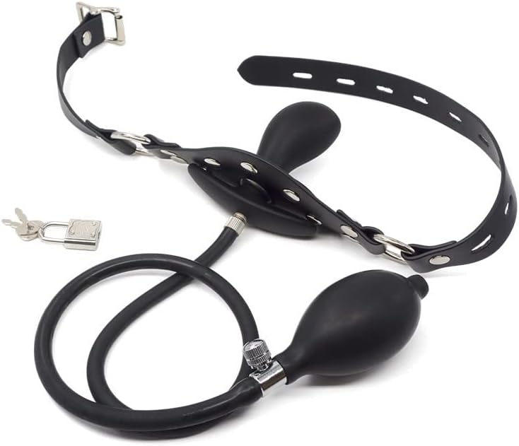Dildo Mouth Gag with Lock Bondage Leather Strap On Adult Sex Toy Slave SM Game