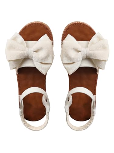 Image of GORGLITTER Women's Bow Flat Sandals 2026 Dressy Cute Ankle Strap Slides | Summer Shoes for Women 2026, Slip On Open Toe Flats, Slingback Slides, Vacation Dress Sandals