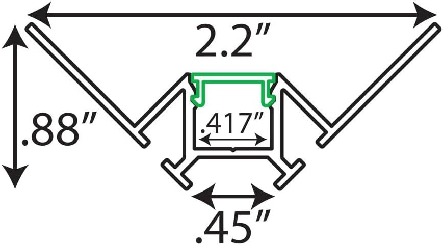 3.3ft Drywall Aluminum LED Channel 3-Pack, Inside Corner Profile, 9/20" Channel Width, End Caps and 1 Frosted Lens Included