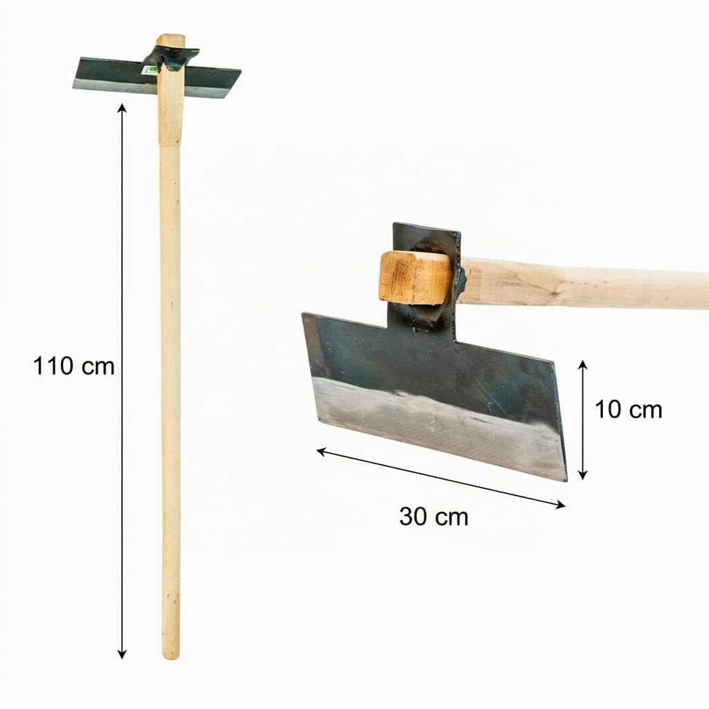 Valoak Zappa Tipo Raspafango da Giardinaggio | Manico in Legno di Faggio da 110 cm | Lama in Acciaio da 10x30 cm | Made in Italy