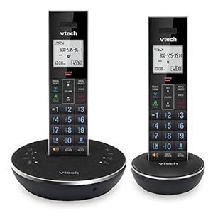 VTech LS6381-2 Bluetooth Speaker with Echo Cancellation, Noise Reduction, Music Streaming, PC/Landline/Cellular Calls, Paired with DECT6.0 Cordless Handset, Answering System, Smart Call Blocker,Black