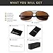 SUNGAIT Ultra Lightweight Rectangular Polarized Sunglasses Men UV400 Protection (Black Frame Brown Lens, 62) Metal Frame SGT458 HEKC
