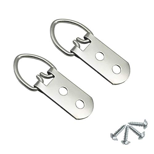 40 Pack D-Ring Steel Picture Hangers Heavy Duty with Screws Picture Frames Double Holes Clasp Picture Hang Solutions