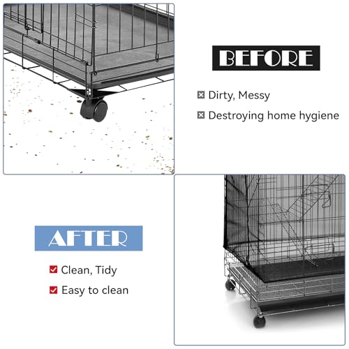 Image of Trinkrittey Large Bird Cage Seed Catcher 31 x 118 inches Adjustable Bird Cage Net Cover Black Bird Cage Cover Elastic Band Mesh Cage Cover Skirt Nylon Mesh for Parakeet Parrot Cages