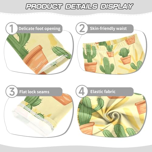 Sun Cactus Girls Leggings,Workout Leggings for Girls Toddler Athletic Legging Size for 3-10T3