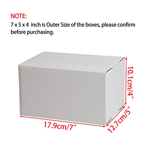 Image of 7x5x4 Inches Shipping Boxes, White Corrugated Cardboard Boxes for Small Bussiness, 25 Pack