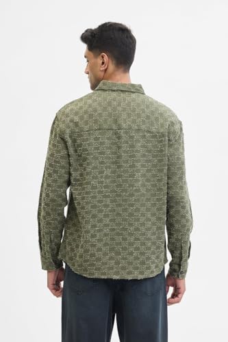 Image of SNITCH Olive Textured Overshirt