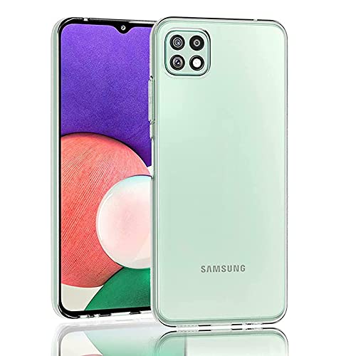 Image of FitSmart Shockproof Crystal Clear TPU Soft Flexible Back Cover for Samsung Galaxy A22 5G / SM-A226B, SM-A226B /DS -(Transparent, Silicone)