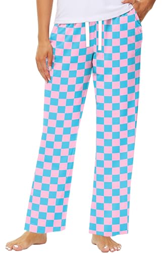 Remimi Womens Checkered Pants Casual Loose Wide Leg Sweatpants with Pockets3