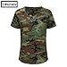 TWCHAS Women's Camo V-Neck T-Shirt, Stretchy Camouflage Top in Cotton Blend, Breathable Shirt for Womens Fitness Daily Wear(Woodland Camo/XL)