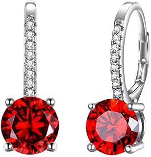 EVER FAITH Women's 925 Sterling Silver Full Zircon Fashion Round Drop Leverback Dangle Earrings