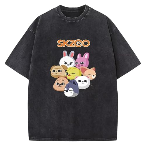 SKZ Felix Bangchan Hyunjin Leeknow Changbin Seungmin Tshirt Washed Vintage Tees Tops for Men Women