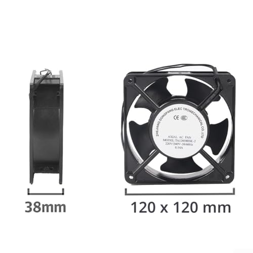 Miniatura 2 de Ventilador Axial Para Casete De Chimenea, Funcionamiento Silencioso, Ventilador Axial Con Aspas Metálicas, Para Estufas, Extractores, Chimeneas, Estufas De Leña, 120 X 120 X 38 Mm