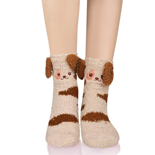 Image of Benefeet Sox Funny Animal Fuzzy Socks for Women Girls - Cute Fluffy Slippers, Cozy Warm Winter Plush Sleeping Socks