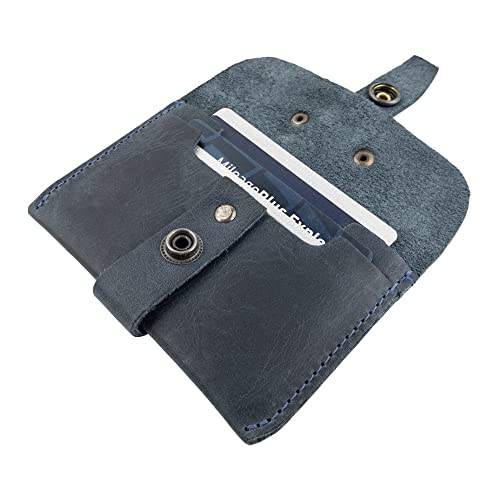 Hide & Drink, Card Holder Handmade from Full Grain Leather - Classy, Professional, Money Organizer, Compact Storage for Debit & Credit Cards - Slate Blue4