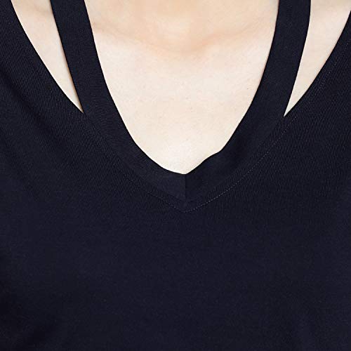Image of LE BOURGEOIS Women Solid Loose Fit Desiger V-Neck Short Sleeve Dance Party Casul Crop Top