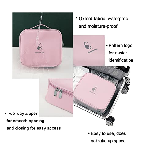 Linsiter Large First Aid Bag Empty, Portable Travel Pill Bag Double Zipper First Aid Pouch With Handle For Family Outdoors Hiking Camping Car Office Workplace (Pink) #TOP2
