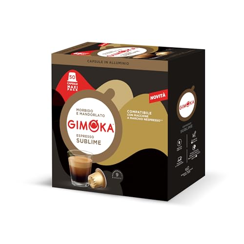 Gimoka Mezcla de Café Espresso Sublime, intensidad 9/13-50 Cápsulas de Aluminio - Compatibles con Máquinas de Café Nespresso* para uso doméstico - Producido en Italia