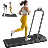 WAVE MOON ルームランナー 折りたたみ式 ウォーキングマシン 静音設計 タブレットスタンド付き 家庭用フィットネス機器 (グレー, 扶手付き)