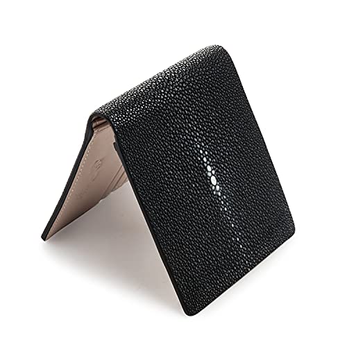 White Pearl Black Polished Stingray Leather Wallet3