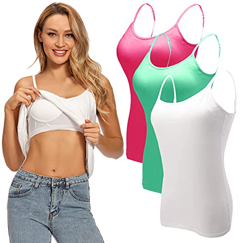 Image of Ibeauti Womens Camisoles Tops with Built in Padded Bra Basic Breathable Tank Top