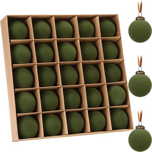 Christbaumkugeln Grün 22 Sea Team 25er-Pack Weihnachtsbaumkugeln aus beflocktem Samt, hängende...
