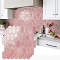 Vamos Tile Upgraded Thicker Design Peel and Stick Backsplash Tile, 10-Sheet Pink with Pink Grout Long Hexagon Self Adhesive Wall Tiles Stick On Backsplash for Kitchen Bathroom RV Fireplace
