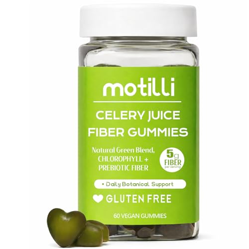 Motilli Celery Juice Fiber Gummies, Prebiotic Fiber, Chlorophyll & Botanical