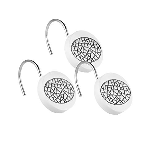Popular Bath 12 Piece Sinatra Shower Hooks Luxury Resin Hooks Unique Design Bling White Mosaic Glass Shower Hooks #TOP28