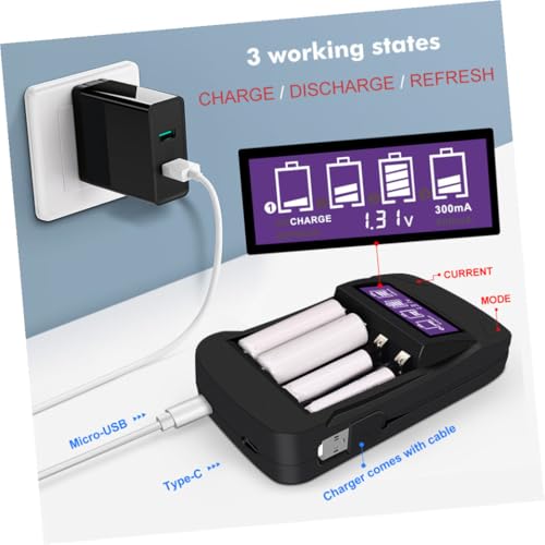 Cargador de batería inteligente USB con ranuras multifunción y pantalla LCD para pilas 7