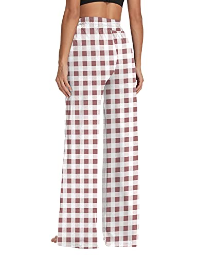 Sarin Mathews Womens Yoga Sweatpants Wide Leg Lounge Pajamas Pants Comfy Drawstring Workout Joggers Pants With Pockets Cameo Plaid 2Xl #TOP2