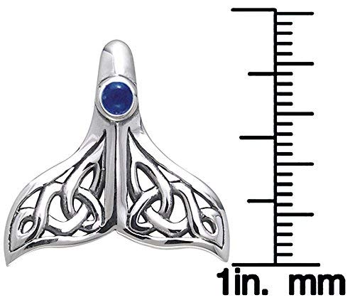 Whale Tail Celtic Knot Sterling Silver Pendant Necklace 18" Simulated Sapphire2