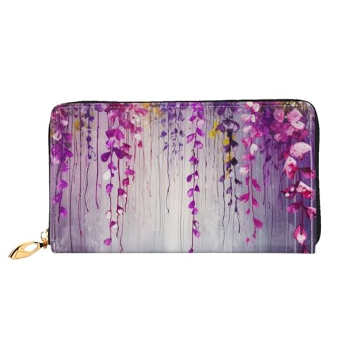 Portefeuille violet en cuir abstrait pour vos déplacements quotidiens, look urbain zippé noir