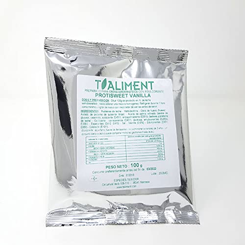 Taliment | Postres Hiperproteicos Sabor Vainilla | Preparado para Elaborar Natillas con Alta Concentración de Proteínas | Proteínas para gente mayor | Sobre de 100 gr