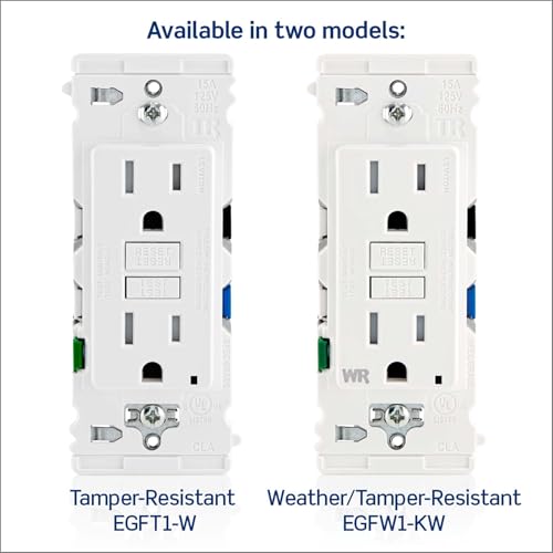 Image of Lever Edge 15 Amp Self-Test, Tamper /Weather Resistant GFCI Outlet, EGFW1-KW, White