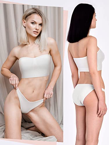 3 Pack Bandeau Bra, Padded Strapless Bras With Slip Silicone Seamless Bra Sports Tube Top Bralette For Women (Large) #TOP5