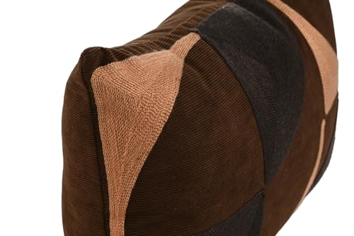 Coussin en polyester 50x30 brodé marron pour coin lecture cosy