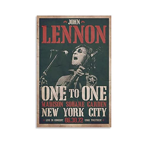Poster de concert John Lennon 1972 — One to OneFashion Poster décoratif sur toile pour salon, chambre à coucher (20 x 30 cm) - Les Beatles, Paul McCartney, John Lennon, RIngo Starr, George Harrison Poster de concert John Lennon 1972 — One to OneFashion Poster décoratif sur toile pour salon, chambre à coucher (20 x 30 cm)