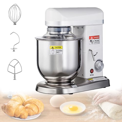 Zowdrix Batidora De Masa De 500W, Batidora De Cocina De Gran Capacidad con Batidor, Gancho para Amasar Y Batidor, Batidora DoméStica para PanaderíAs, PizzeríAs Y Restaurantes White-5L