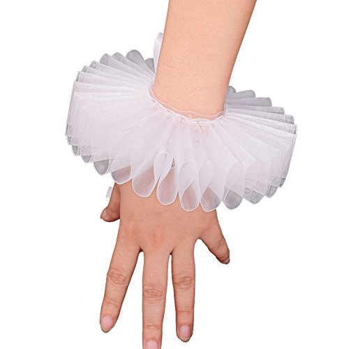 GRACEART Elizabethan Wrist Ruffs Ruffled Cuff Clown Arm Bands 1 Piece White Cuff by GRACEART - Used condition - US$8.99