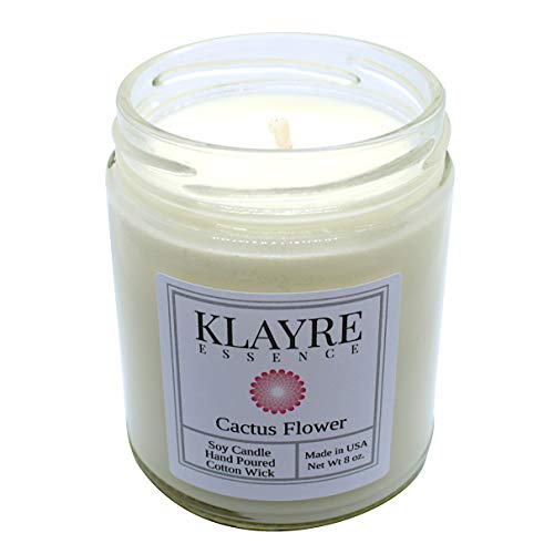 Klayre Essence. Cactus Flower Scented Candle. All Natural Soy Wax, Great For Aromatherapy, Relaxation & Home Fragrance. Long Lasting 8 Oz. Handmade In The Usa. #TOP2
