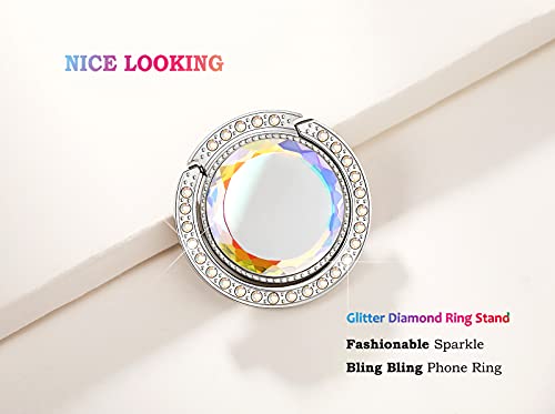 Lenoup Glitter Bling Bling Phone Ring Holder,Sparkle Phone Ring Grip Artificial Stand With Flat Diamond,Flat Rhinestone Cell Finger Ring For Phones,Pad(Silver) #TOP1