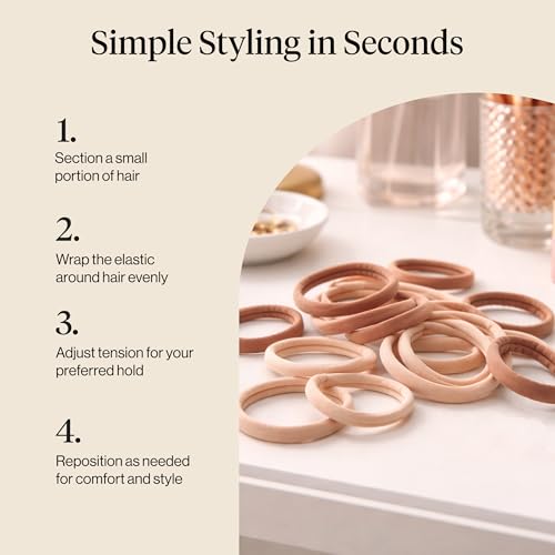 Kitsch Nylon Hair Ties, No Damage, Stretchable Hair Bands, Blush, 20 Pcs - image 7