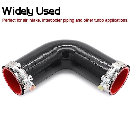Image of 90 Degree ID 2.25inch(57mm) Elbow Coupler Silicone Hose 4-Ply with 2PCS Stainless Steel T-Bolt Clamp