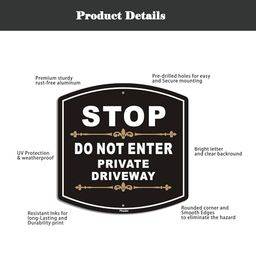 Panneau de signalisation Stop Do Not Enter Private Driveway en aluminium durable