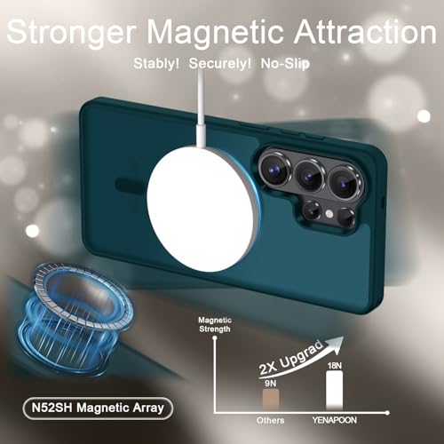 Image of for Samsung Galaxy S26 Ultra Case, Matte Magnetic Phone Cover, Blue | Fit for MagSafe, Screen Protector included, Shockproof Military Grade Protection, Translucent Frosted Back