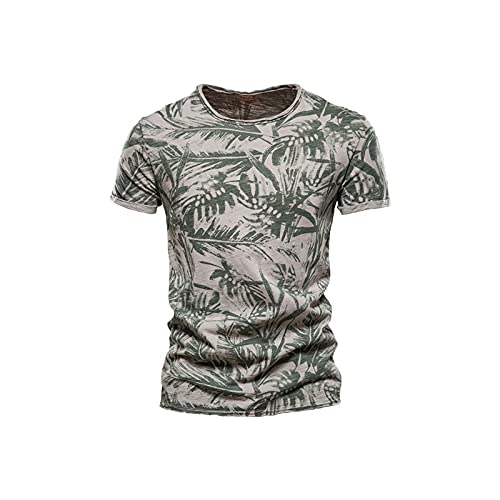 IMPRECIMPREC Men's T-shirts Men Wild Printing Plus Size T Shirt Summer Round Collared Top Tees Short Sleeves Oversized Tee Shirts (Color : Dark blue, Size : L)